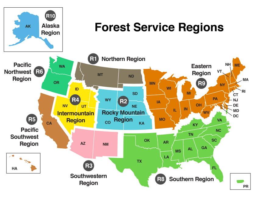 Unlock The Wilderness US Forest Service Maps Forest Service Regions 